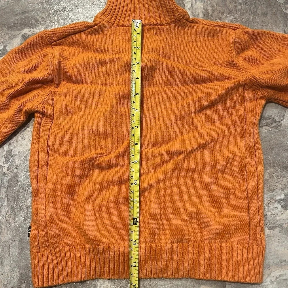 Nautica Boys L Sweater Orange 1/4 Zip Long Sleeve Stretch Knit Pullover Youth